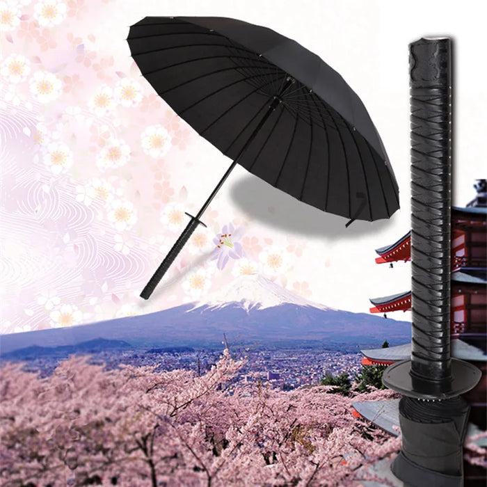 Ombrello creativo con manico lungo, grande spada da samurai antivento, ombrelloni dritti da pioggia solare simile al ninja giapponese, apertura automatica
