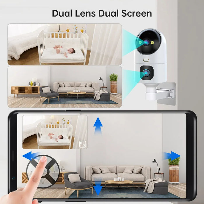 JOOAN 4K PTZ IP Camera 10X Zoom Dual Lens Auto Tracking WiFi CCTV Camera Color Night Home Baby Monitor videosorveglianza