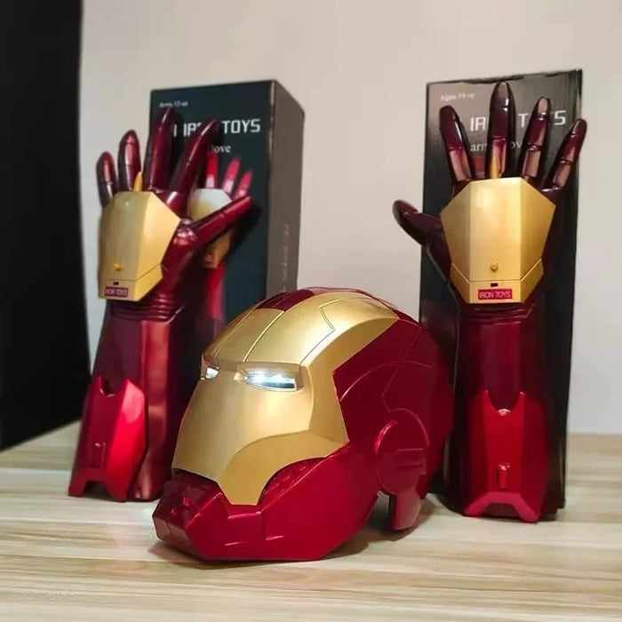 Casco Iron Man MK Jarvis cappa con apertura e chiusura automatica indossabile, cappuccio luminoso deformabile, giocattolo con braccio meccanico