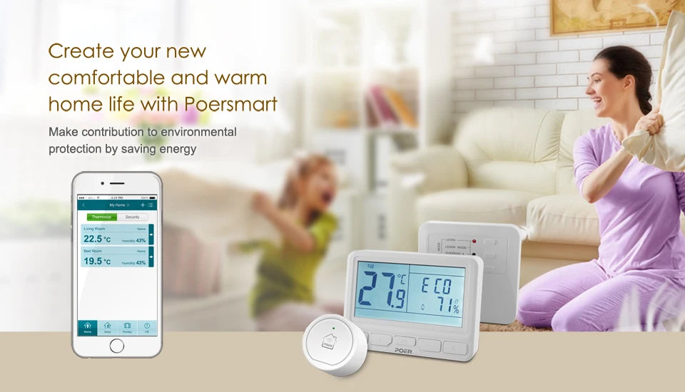 Termostato per riscaldamento WiFi wireless POER Termoregolatore intelligente regolatore di temperatura digitale per caldaia a gas pavimento caldo con Alexa