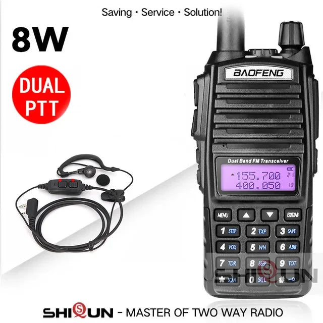 Aggiornamento BaoFeng UV-82 8W Opzionale 5W Baofeng UV 82 Walkie Talkie 10 KM Baofeng 8W Ham Radio 10KM Dual PTT 82HP UV-9R GT-3TP UV-5R