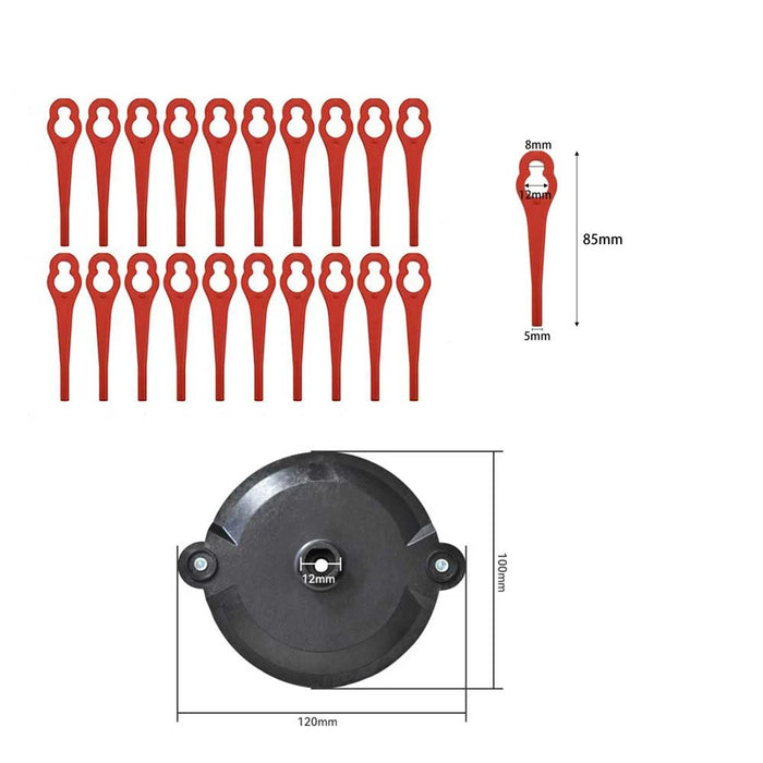 Lame di ricambio per testina tagliaerba per Parkside PRTA 20-LiA1 LIDL IAN 311046 91099406   Testa in plastica a scatto semplice
