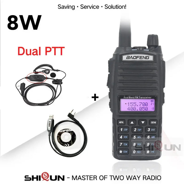 Aggiornamento BaoFeng UV-82 8W Opzionale 5W Baofeng UV 82 Walkie Talkie 10 KM Baofeng 8W Ham Radio 10KM Dual PTT 82HP UV-9R GT-3TP UV-5R