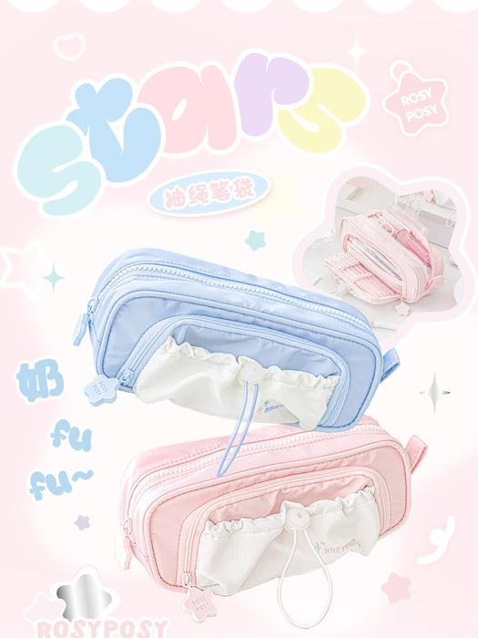 Astuccio creativo blu/rosa portapenne portatile di grande capacità carino per ragazze accessori per la scuola organizzatore forniture di cancelleria