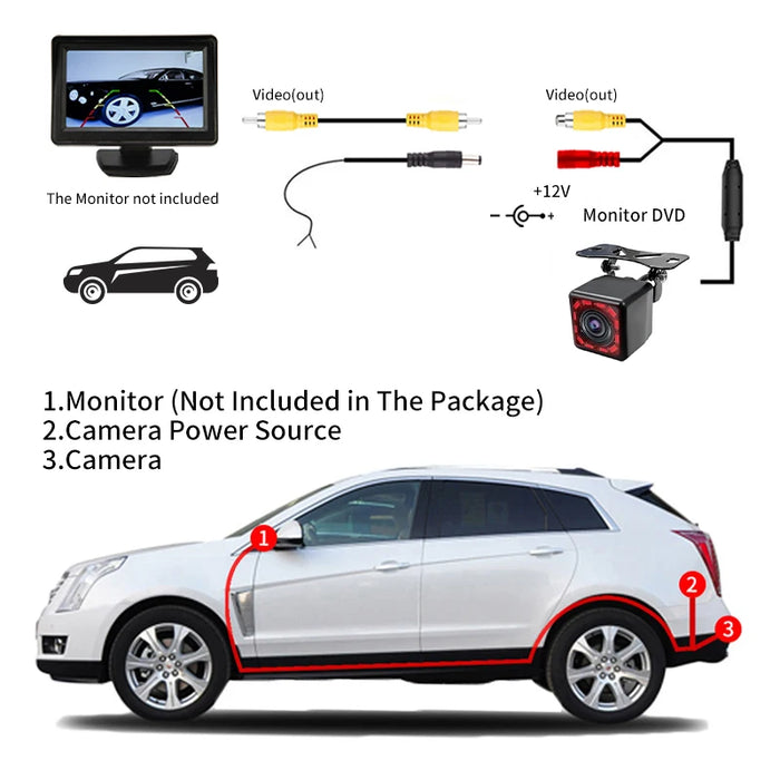Visione notturna per auto con telecamera per retromarcia Hippcron con linee di scala a distanza integrate Sistema HD impermeabile universale