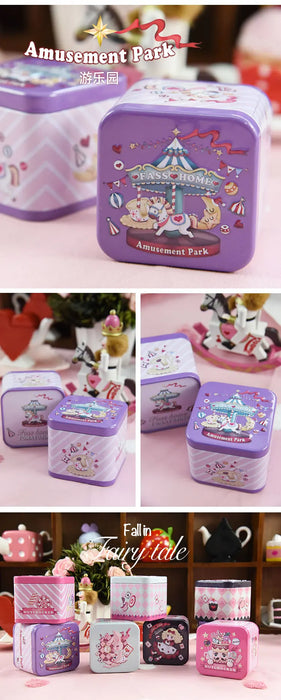 1 pz squisito cartone animato 3d scatola di latta biscotto/foglia di tè contenitore di articoli vari custodia in metallo personalizzabile all'ingrosso scatola regalo per bambini quadrata
