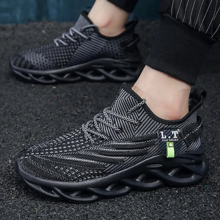 YRZL uomo sport Running scarpe da Jogging nere Sneakers Casual Outdoor Mesh traspirante donna leggero assorbimento degli urti Tennis nero