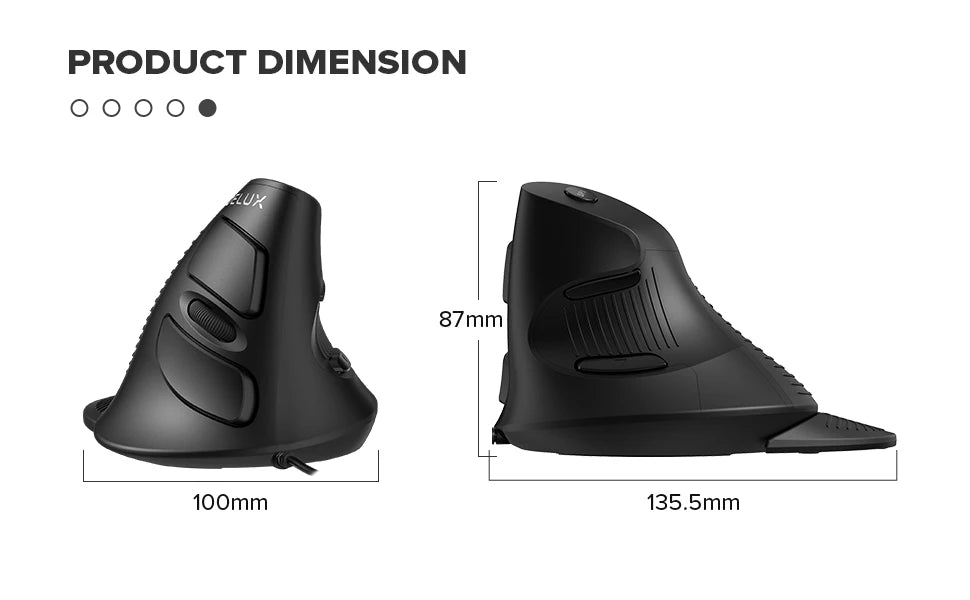 Delux M618XU Mouse da ufficio verticale ergonomico Silent Click 4000DPI Mouse destro con rimozione Palm Wrist per PC Laptop Computer