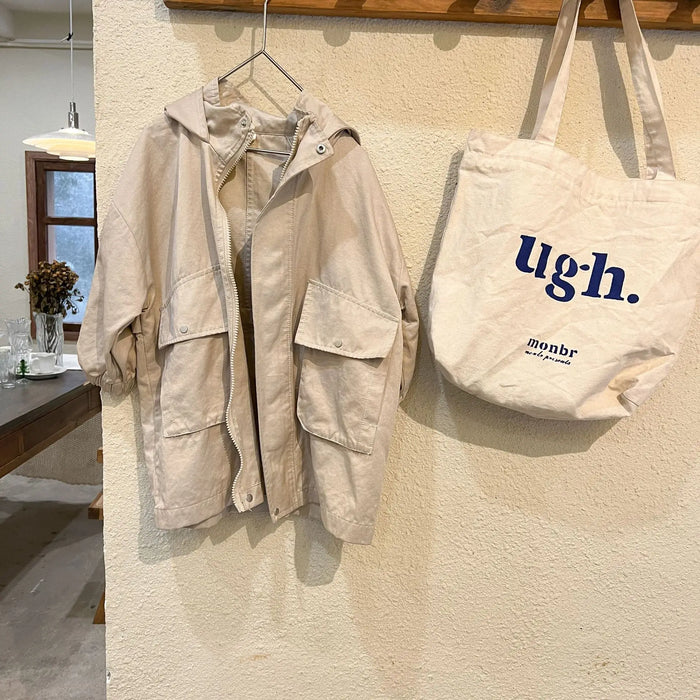 Cappotto a vento con cappuccio di media lunghezza in tinta unita per ragazzi e ragazze primaverili Trench casual con cerniera allentata per bambini