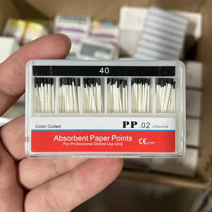 0.02 Punti di carta assorbente conico 200 pz/pacco Radice dentale Cancella Punte in fibra di cotone Prodotto per dentista Qualità superiore # 15- # 40