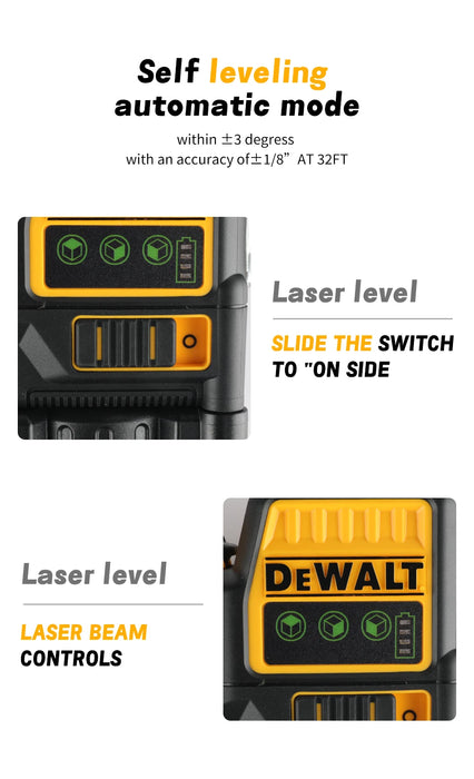 Nuovo nel 2025! DEWALT DW089LG Livello laser con batteria al litio 12V, 360 °   Linee verdi orizzontali e verticali, copertura 3 lati