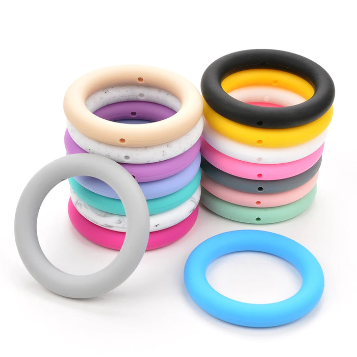 LOFCA Anello per dentizione 65mm Perline in silicone 3 pezzi Collana per massaggiagengive con ciondolo per bambini Ciuccio che fa gioielli in silicone alimentare senza BPA