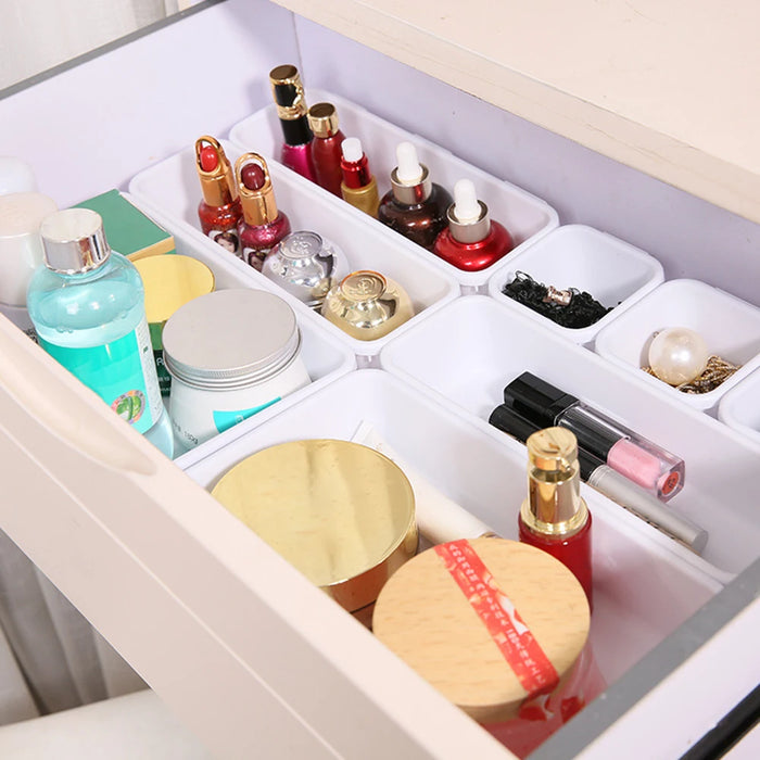 8 pz/set cassetti regolabili Organizer Box vassoi Make Up cosmetici articoli vari divisore supporto cucina bagno armadio portagioie