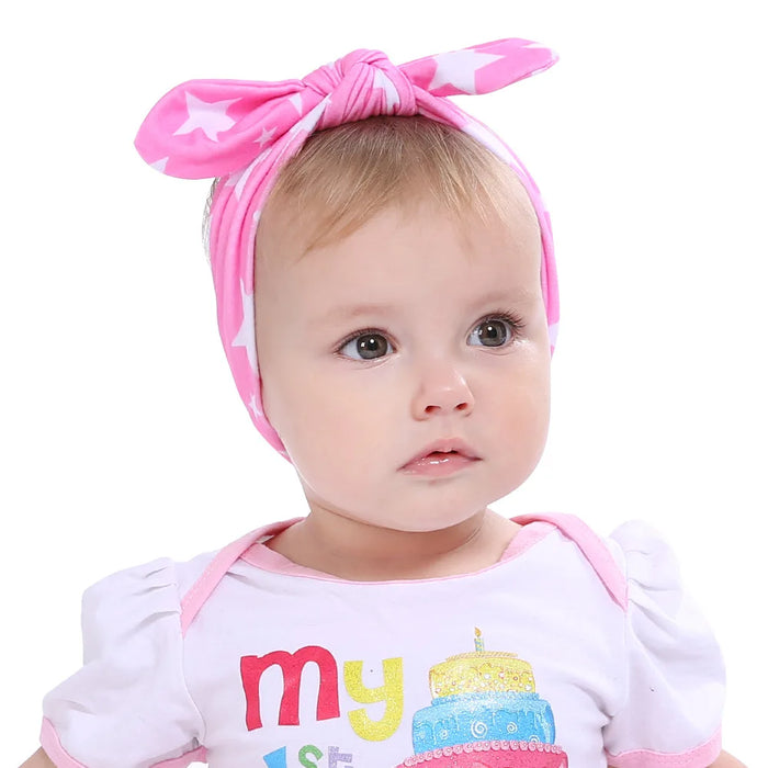 fascia per bambina Accessorio per capelli infantile Fiocco per orecchie di coniglio Copricapo per neonato Regalo Nastro per fasciatura per bambini Bambini Punto stampato per bambini