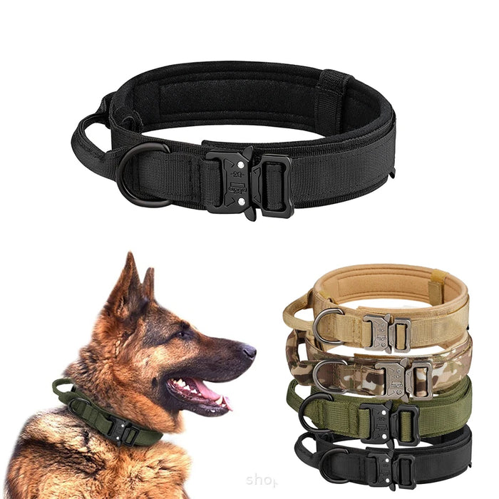 Prodotti per animali collare per cani tattico all'aperto fibbia in metallo traspirabilità collare in Nylon cane da addestramento medio e grande per cani