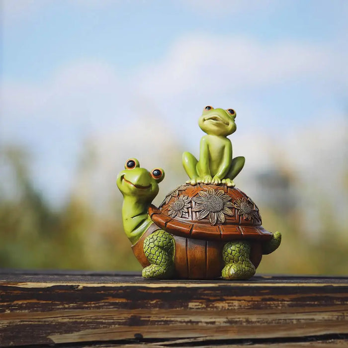 Carino tartaruga e rane scultura in resina decorazione del giardino di casa ornamenti statua animale per la decorazione del giardino della stanza del partito regalo divertente