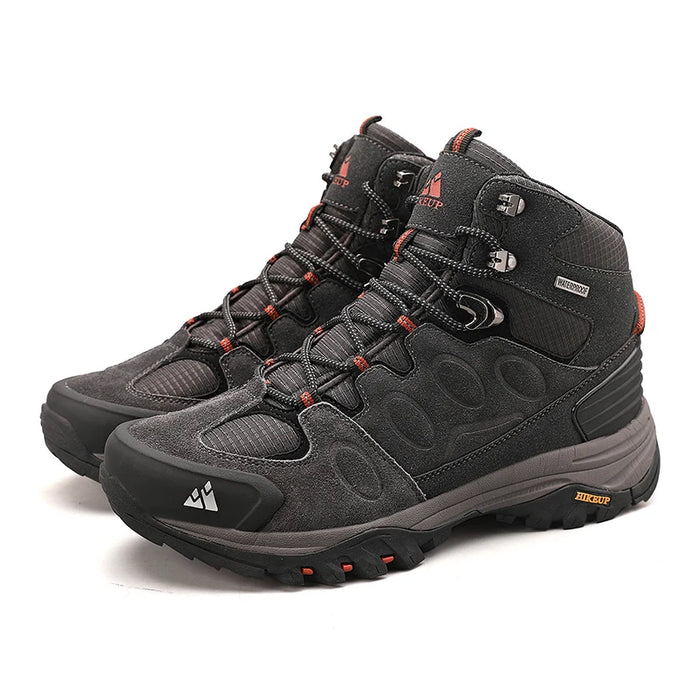HIKEUP Scarponi da trekking alti da uomo Scarpe da esterno invernali Stringate antiscivolo Sport Casual Stivali da trekking Uomo Scarpe calde in pelle scamosciata