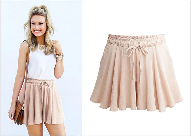 Pantaloncini estivi a gamba larga pantaloni Casual da donna a vita alta larghi M-6XL