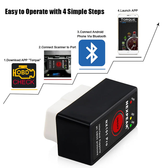 ELM327 v 1 5 OBD2 Scanner muslimbluetooth ELM 327 NEXPEAK NX101 strumento diagnostico per auto per lettore di codici Android Vgate Icar2