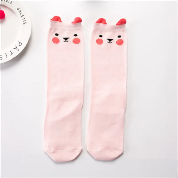 1 paio Unisex Lovely Cute Cartoon Fox Kids baby Socks Knee Girl Boy Baby Toddler Socks animal infant Soft Cotton Socks Leg Warm