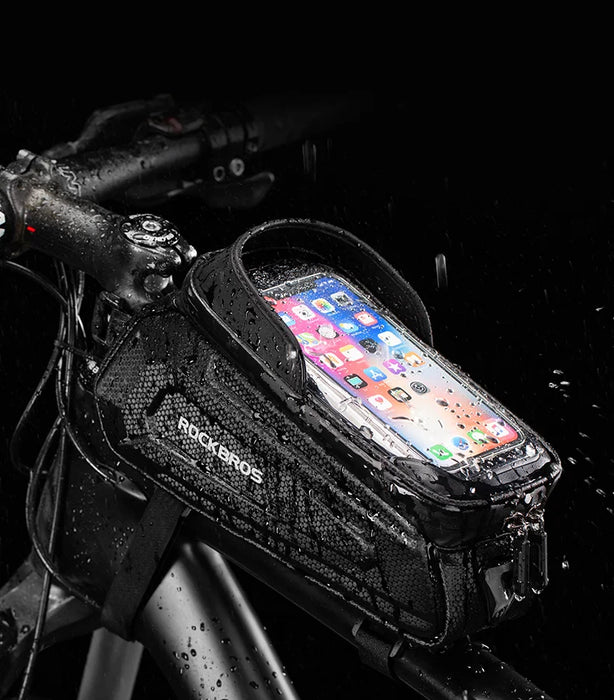 Borsa da bicicletta ROCKBROS borsa da ciclismo impermeabile con Touch Screen telaio del tubo anteriore superiore borsa da bici da strada MTB 6.5 custodia per telefono accessori per bici