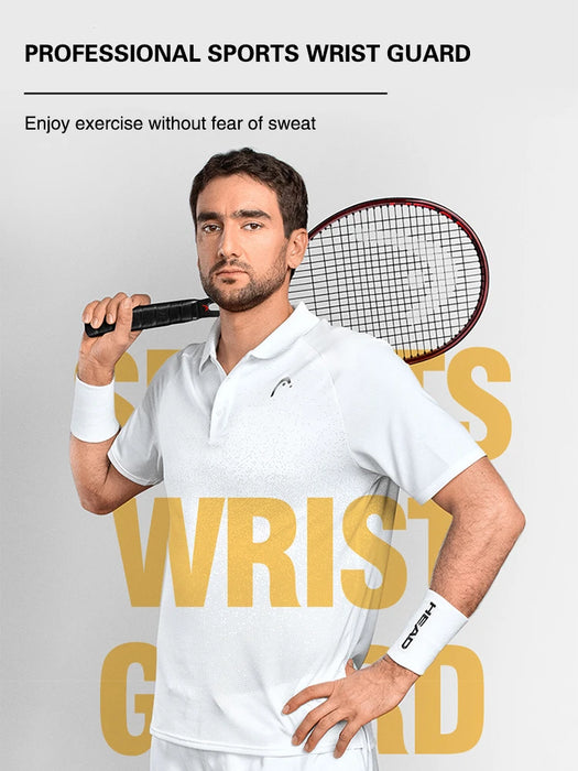 HEAD Tennis Badminton Wristband ricamo Sport Wristband cotone comodo assorbire il sudore che pulisce il polsino antiscivolo