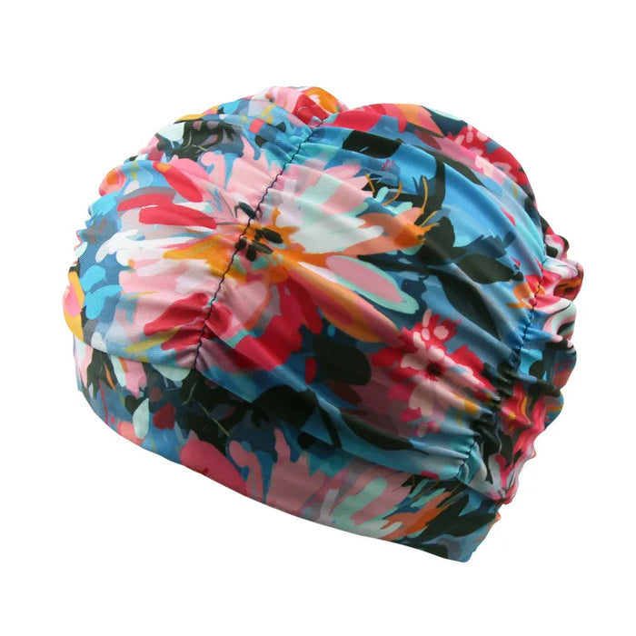 Cuffia da nuoto per capelli lunghi da donna sexy da donna, cappello elasticizzato, drappeggio, cuffia da bagno, drappeggio, sport elasticizzato, piega al mare