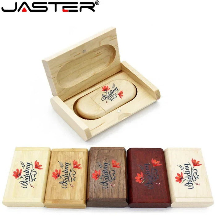 JASTER Logo in legno di alta qualità Incisione Chiavetta USB in legno 4 GB 8 GB 16 GB 32 GB 64 GB Regalo di nozze Scheda di memoria Flash Pen Drive
