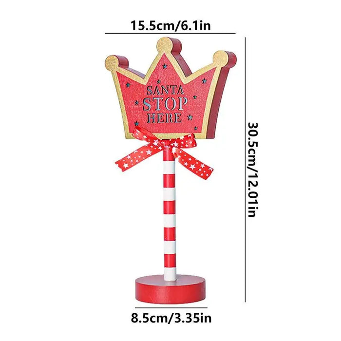 Stop Sign Party Decoration Santa Stop Here Tree Topper Desk Lamp LED Stop Sign Light Up Christmas Garden Light per Window Sign