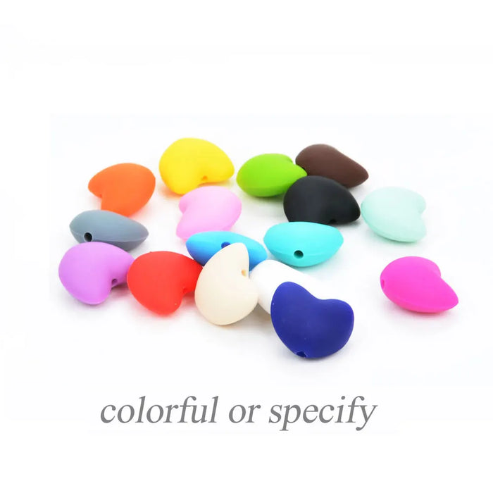 LOFCA Perline in Silicone a Forma di Cuore 10 pz Fascino Massaggiagengive Dentizione del Bambino Gioielli Allattamento Bambino Igiene Orale Per Collana Porta Ciuccio