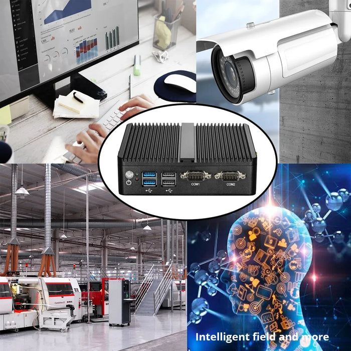 BEBEPC Fanless Industriale Mini j6412 j4125 i5 4200U 5200U Dual LAN RS232 Win10/11 Pro Linux Ubuntu WIFI Computer desktop PC domestico