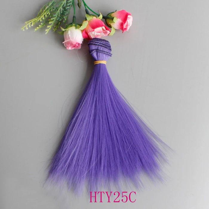 1 pz Capelli della bambola 15 cm 25 cm Rosa Giallo Viola Verde Blu Colore Parrucche per bambole diritte per accessori fai da te fatti a mano russi