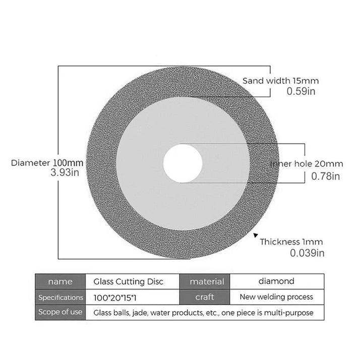 Lama per disco da taglio per vetro Disco da taglio diamantato da 100 mm Lama per sega per marmo Piastrelle in ceramica Lama da taglio speciale in giada Dropshipping