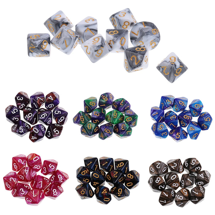 10 dadi a 10 facce D10 D8 dadi poliedrici per giochi dadi RPG da 16 mm dadi per famiglie