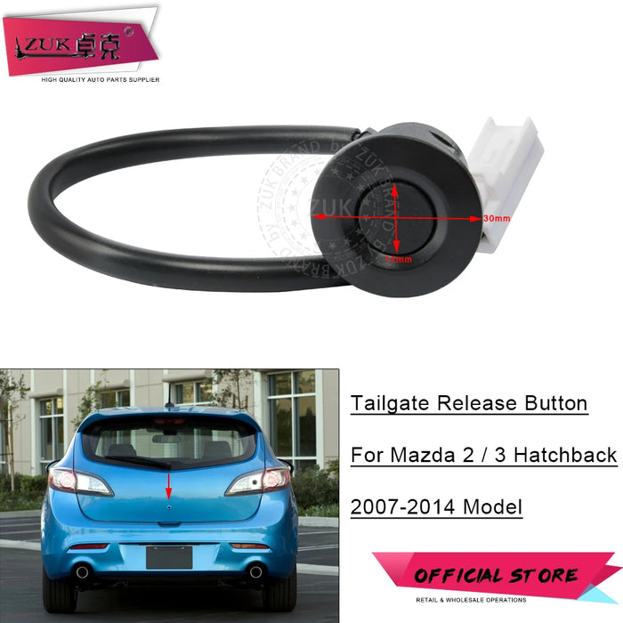 ZUK Tronco Posteriore Portellone Bagagli Blocco Push Porta Interruttore di Rilascio Pulsante Per Mazda 2 3 M2 M3 2007 2008 2009 2010 2011 2012 Hatchback