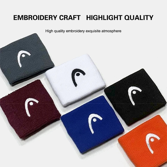 HEAD Tennis Badminton Wristband ricamo Sport Wristband cotone comodo assorbire il sudore che pulisce il polsino antiscivolo