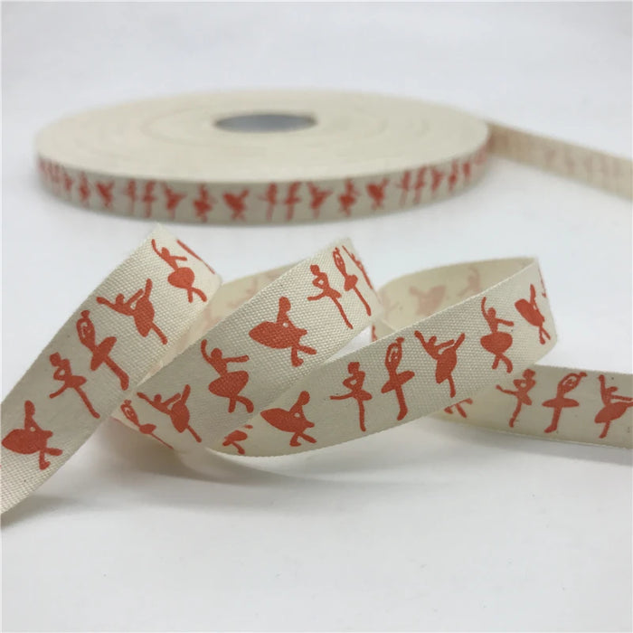 5 Yards/lot 15mm Nastro di cotone Design fatto a mano Nastri di cotone stampati per la decorazione natalizia di nozze Tessuto da cucito fai da te