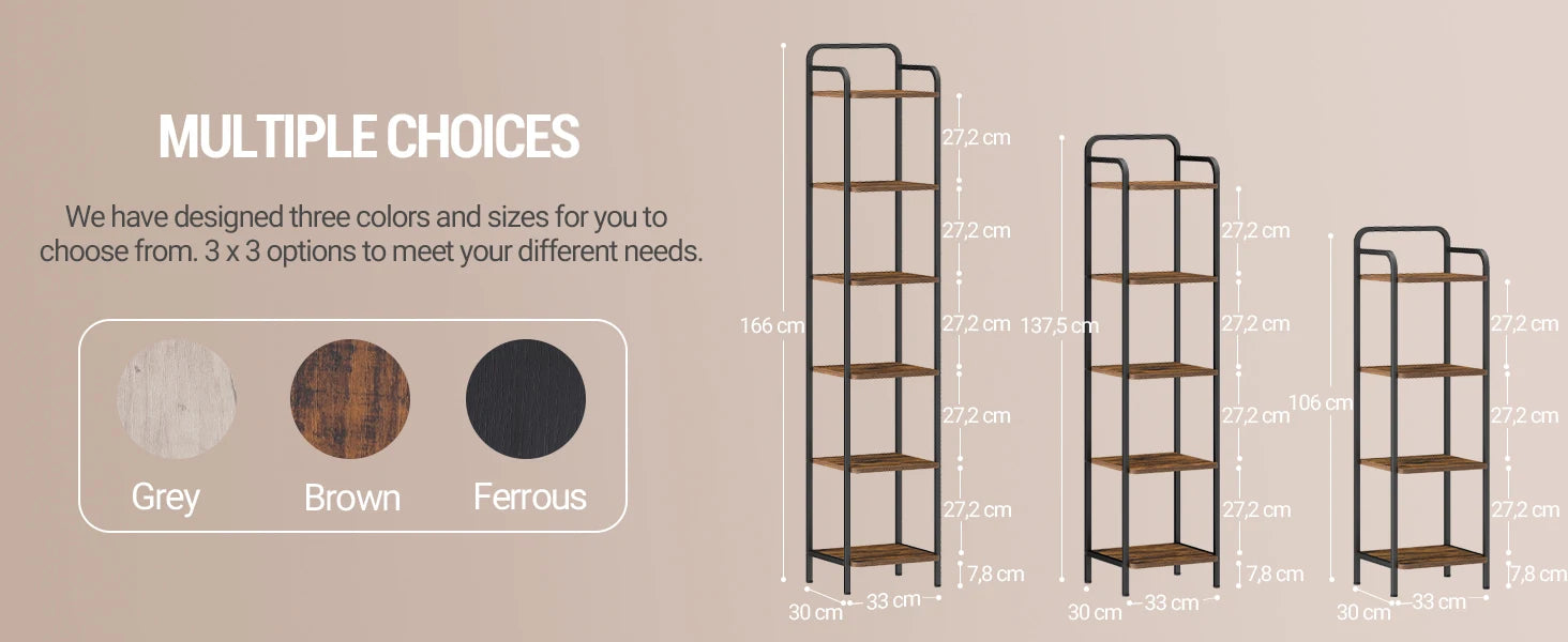 Libreria, Scaffale, Scaffale Autoportante, Libreria Sottile, Scaffale Angolare Industriale, Scaffale Sottile per Ufficio Domestico, Soggiorno, Camera da Letto