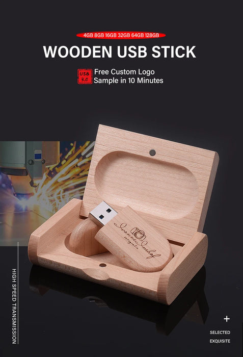 JASTER USB 3.0 LOGO ad alta velocità Scatola di legno Logo personale Pendrive cliente 8 GB 16 GB 32 GB 64 GB Chiavetta USB Pen Drive U Disco