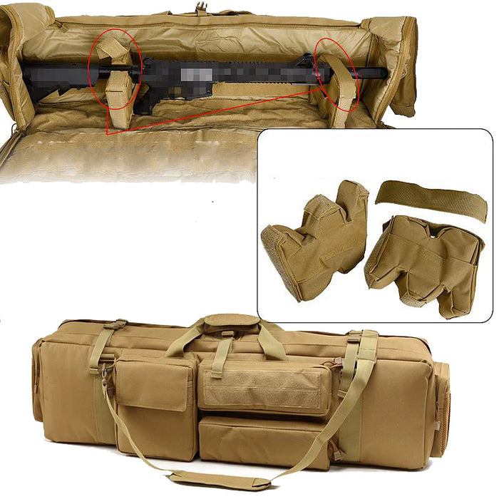 Zaino da caccia tattico in nylon 1000D Borsa da trasporto quadrata per doppio fucile con tracolla Borsa per pistola softair Custodia protettiva per tiro