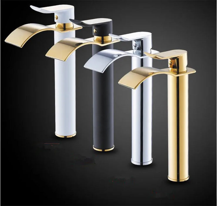 Rubinetto per lavabo rubinetto per cascata in oro e bianco rubinetto per bagno in ottone rubinetto per lavabo da bagno rubinetto per miscelatore rubinetto per lavabo caldo e freddo