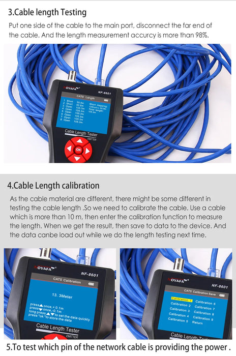 Tester per cavi di rete multifunzione originale Noyafa NF-8601W RJ45 RJ11 BNC POE PING crosstem Test Tracker per cavi di rete
