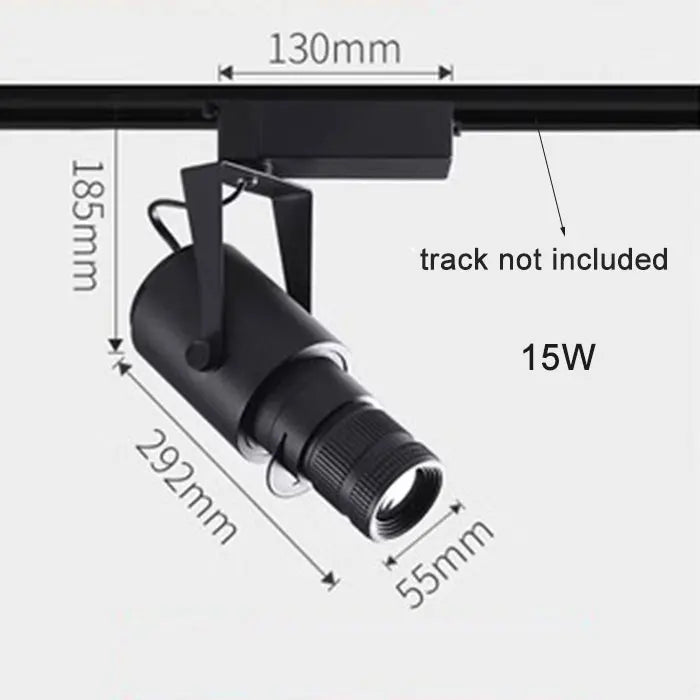 Faretti zoom da palcoscenico per teatro, luci a binario per proiettore con logo con messa a fuoco a LED, luci Gobo industriali per matrimoni in negozi di ristoranti aziendali