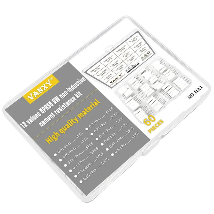 10pcs BPR56 5W 0.001 0.1 0.15 0.22 0.25 0.33 0.5 ohm Non-induttiva Resistenza di Cemento Ceramico 0.1R 0.15R 0.22R 0.25R 0.33R 0.5R