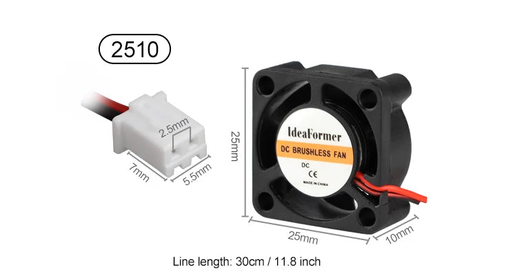 Accessori per stampante 3D Ventola di raffreddamento 5/12/24V 6015/5010/4010/3010/2510mm Ventola di raffreddamento Ventole turbo senza spazzole con 2 pin XH2.54