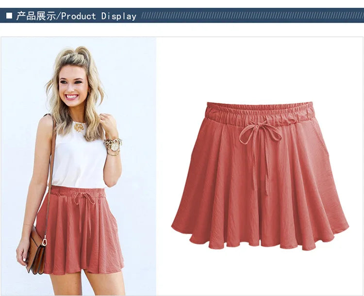 Pantaloncini estivi a gamba larga pantaloni Casual da donna a vita alta larghi M-6XL