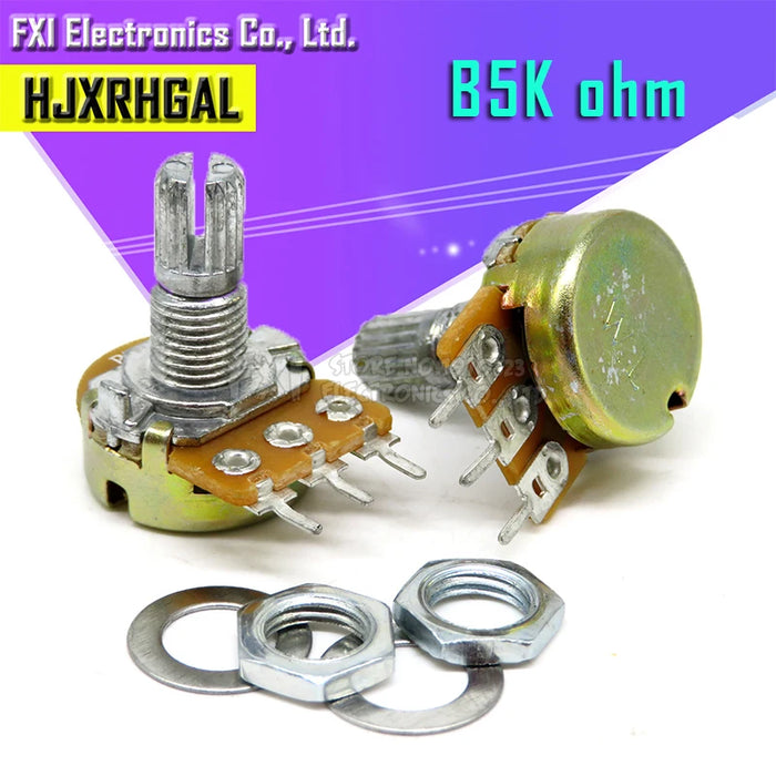 5 pz WH148 B1K B2K B5K B10K B20K B50K B100K B500K 3Pin 15mm Amplificatore Albero Doppio Potenziometro Stereo 1K 2K 5K 10K 50K 100K 500K