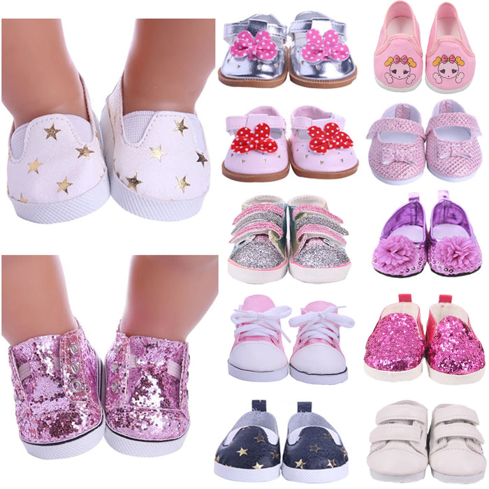 Scarpe da bambola Vestiti Stivali fatti a mano Scarpe da 7 cm per 18 pollici americani e 43 cm Accessori per bambole appena nate per la generazione di giocattoli per ragazze fai da te