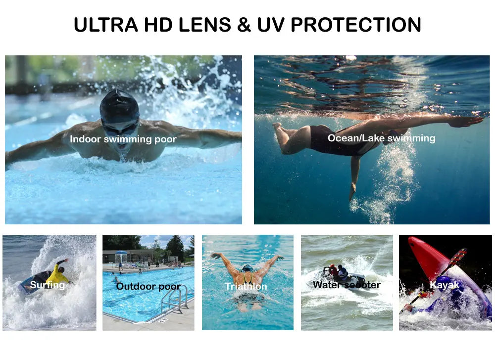 Lenti professionali per protezione UV antiappannamento per adulti Uomo Donna Occhialini da nuoto Occhiali da nuoto in silicone regolabili impermeabili in piscina