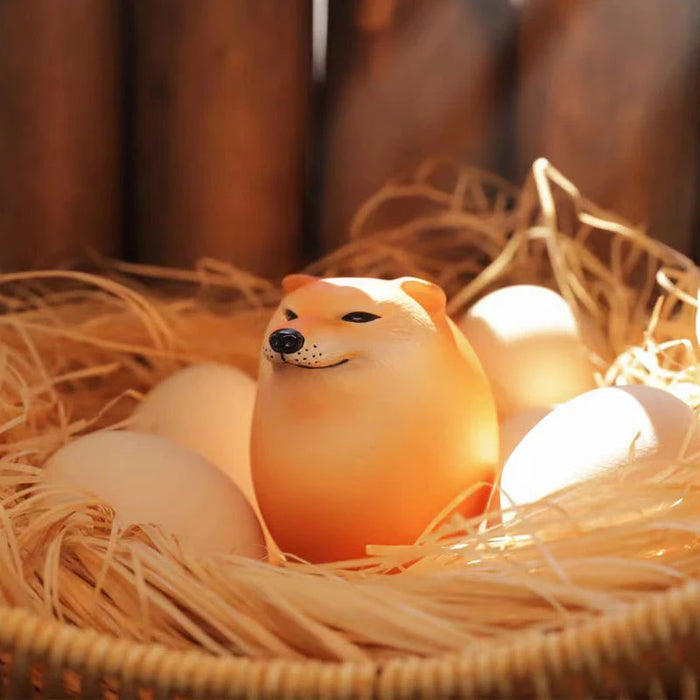 Creativo Shiba Inu realistico a forma di uovo decorazione da scrivania in PVC decorazioni per cani e uova per uffici domestici divertenti regali di natale